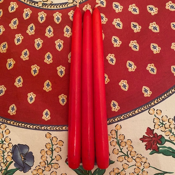 VTG I Carolina I 3 Red Dinner Tapers Candles - Picture 1 of 8